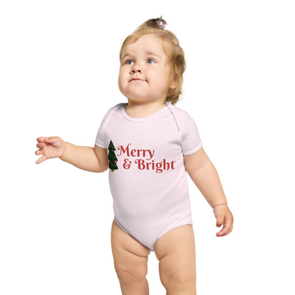 Merry & Bright Short Sleeve Baby Bodysuit
